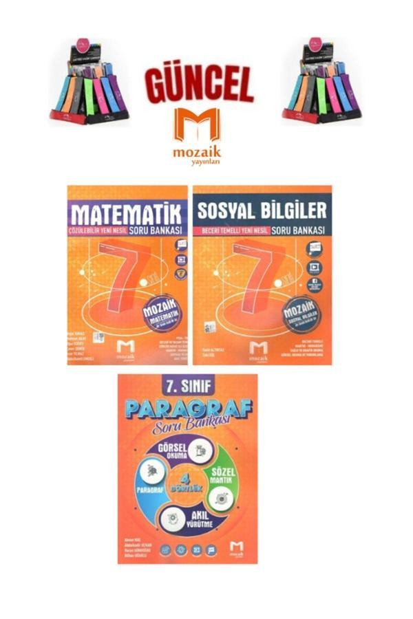 Mozaik 7.Sınıf Matematik-Sosyal-Paragraf Video Çözümlü Soru Bankası Seti+Kalemlik - Mozaik Yayınları - Image 1