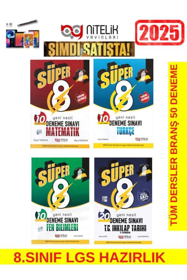 Nitelik 2025 Süper Matematik-Türkçe-Fen-İnk.Tarihi Tamamı Çözümlü 50 Deneme+Kalem - Nitelik Yayınları - Image 1