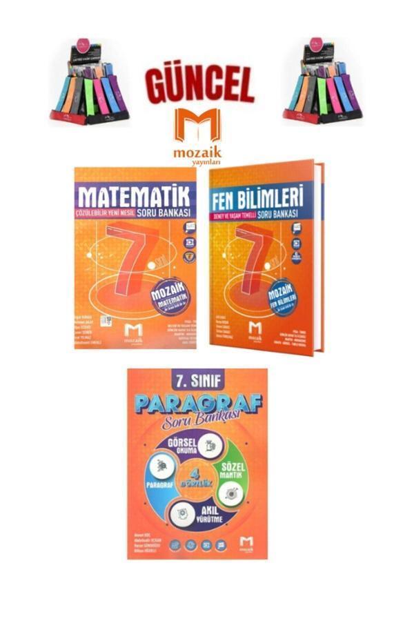 Mozaik 7.Sınıf Matematik-Fen-Paragraf Video Çözümlü Soru Bankası Seti+Kalemlik - Mozaik Yayınları - Image 1