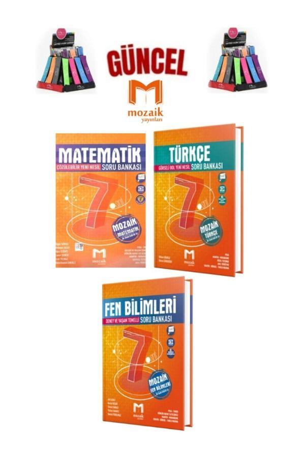 Mozaik 7.Sınıf Matematik-Türkçe-Fen Video Çözümlü Soru Bankası Seti+Kalemlik - Mozaik Yayınları - Image 1