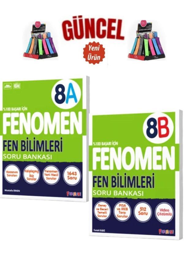 Güncel 8.Sınıf Fen A-B(Kolay-Zor)1643-512 Soru Soru Bankası Seti+Cambridge Kalemlik - Fenomen Yayıncılık - Image 1