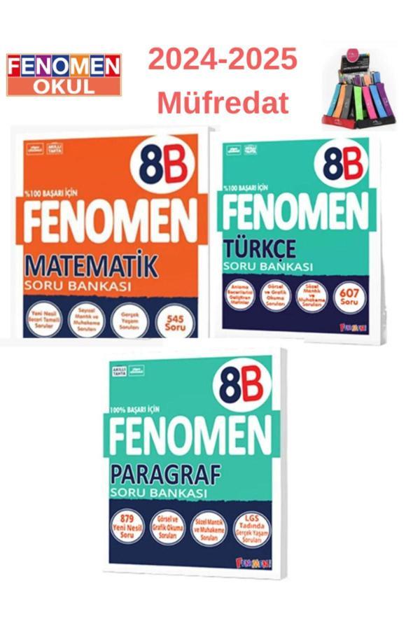 Güncel 8.Sınıf Matematik(B)-Türkçe(B)-Paragraf(B)ZOR Soru Bankası Seti+Kalemlik - Fenomen Yayıncılık - Image 1