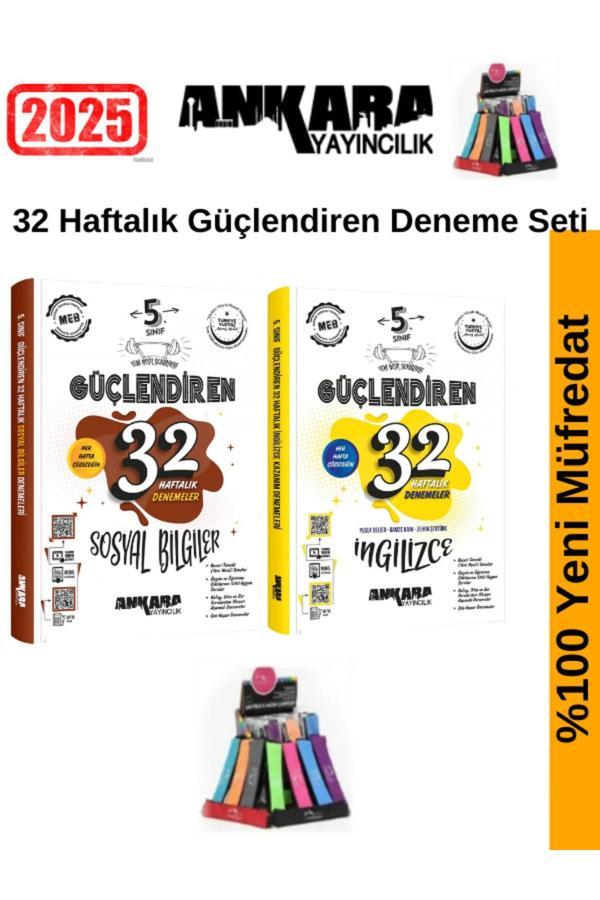 Ankara 5.Sınıf Güçlendiren Sosyal-İngilzce 32 Haftalık Deneme Seti+Kalemlik - Ankara Yayıncılık - Image 1