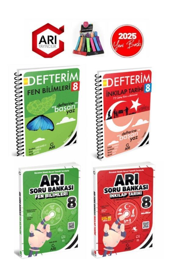 Arı 2025 8.Sınıf Fen-Ink Tarihi Konu Anlatımlı Defter+Soru Bankası Seti(4Kitap)+Kalemlik - Arı Yayıncılık - Image 1