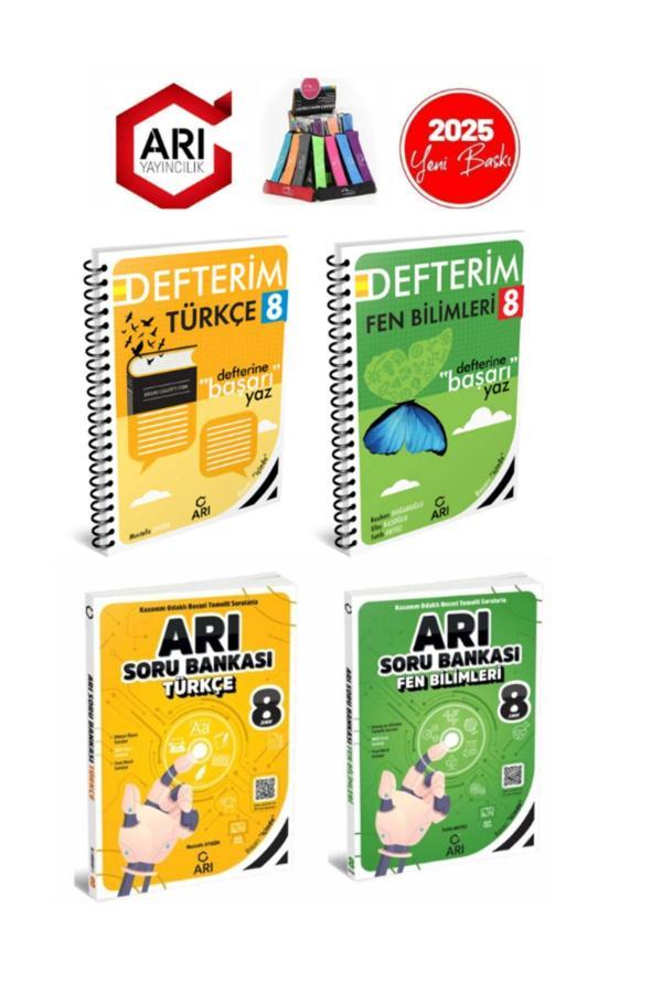 Arı 2025 8.Sınıf  Türkçe-Fen Konu Anlatımlı Defter+Soru Bankası Seti(4Kitap)+Kalemlik - Arı Yayıncılık - Image 1