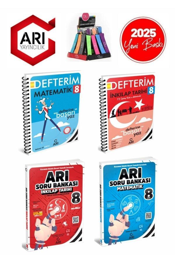 Arı 2025 8.Sınıf Mat-Inkılap Tarihi Konu Anlatımlı Defter+Soru Bankası Seti(4Kitap)+Kalemlik - Arı Yayıncılık - Image 1