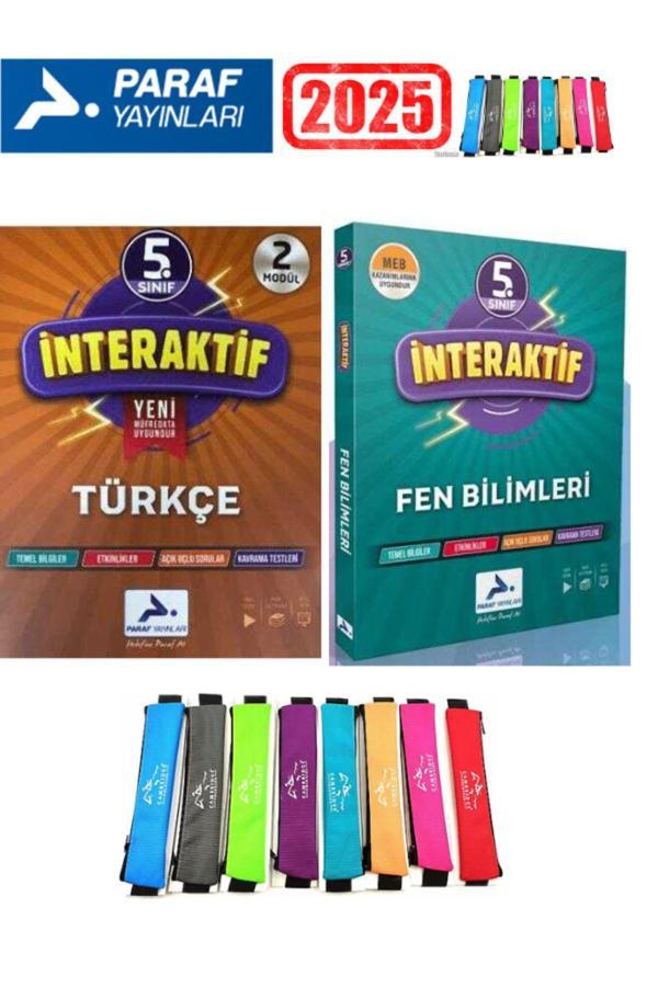 Paraf Yayınları 2025 5.Sınıf İnteraktif Türkçe-Fen Soru Bankası Seti+Kalemlik - Paraf Yayınları - Image 1