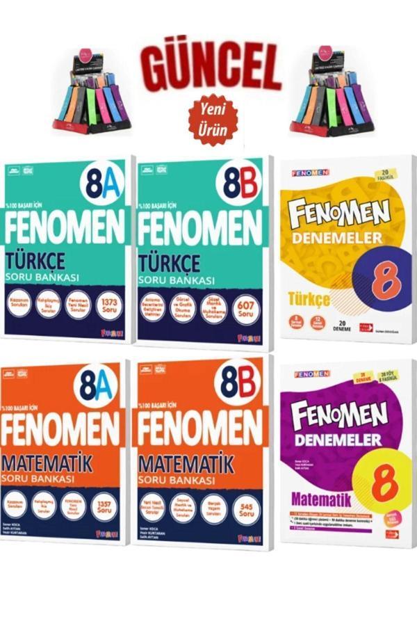 Güncel 8.Sınıf Türkçe 8(A-B)Kolay-Zor+Mat 8(A-B)Kolay-Zor Soru+Türkçe Mat. Deneme Seti+Kalemlik - Fenomen Yayıncılık - Image 1