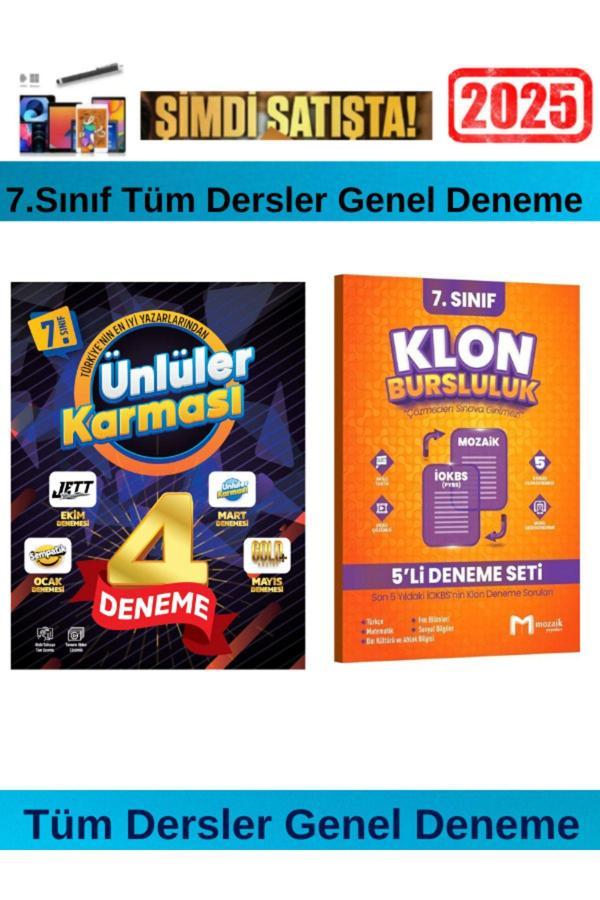 Ünlüler Karması 2025 7.Sınıf Tüm Dersler 4 Deneme+Mozaik 7.Sınıf Klon Genel 5 li Deneme+Kalem - Ünlüler Karması - Image 1