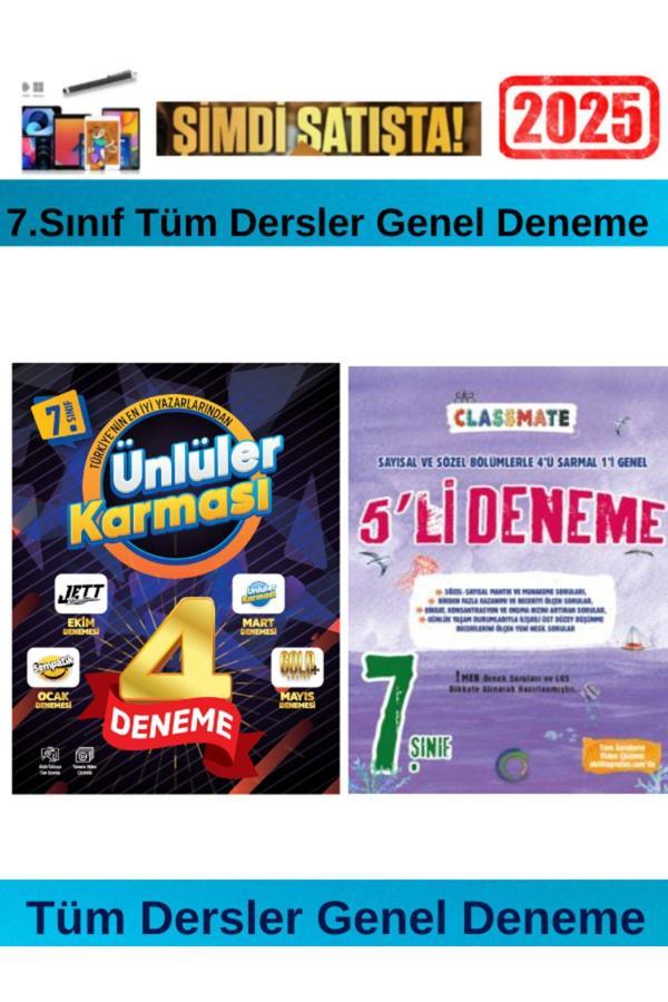 Ünlüler Karması 2025 7.Sınıf Tüm Dersler 4 Deneme+Okyanus 7.Sınıf Genel 5li Deneme+Kalem - Ünlüler Karması - Image 1