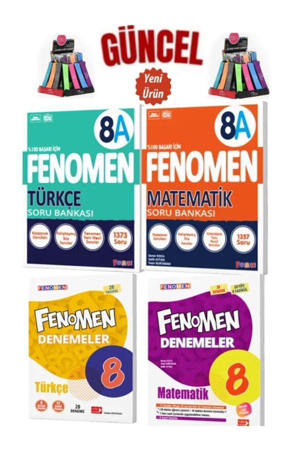 Güncel 8.Sınıf Türkçe 8A Kolay-Matematik 8A Kolay Soru Bankası-Türkçe-Mat Deneme Seti+Kalemlik - Fenomen Yayıncılık - Image 1