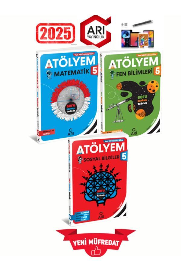 Arı  2025 5.Sınıf Atölyem Matematik-Fen-Sosyal %100 Yeni Konu Özetli Soru Bankası+Kalem - Fenomen Yayıncılık - Image 1