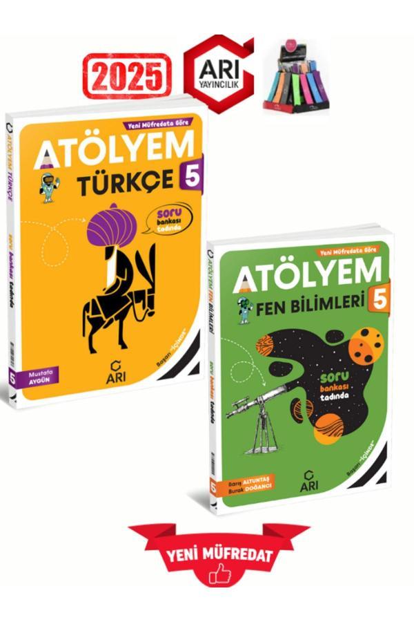 Arı Yayıncılık 2025 5.Sınıf Atölyem Türkçe-Fen %100 Yeni Konu Özetli Soru Bankası+Kalemlik - Arı Yayıncılık - Image 1