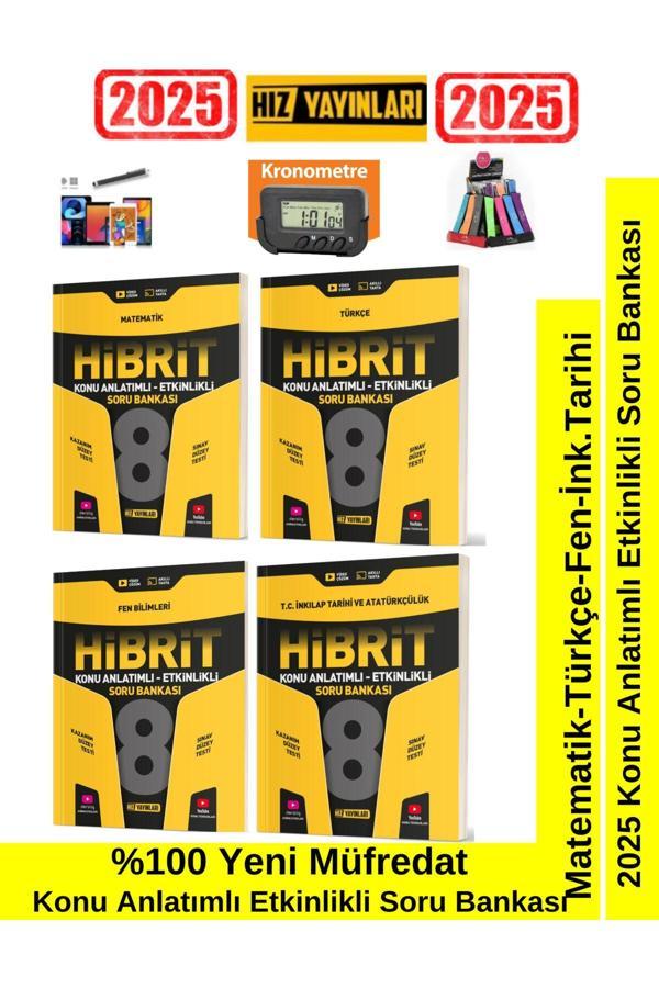 Hız 2025 8.Sınıf Hibrit Mat-Fen-Türkçe-İnk.TarihiKonu Anl. Etkinlikli Soru Bankası Kronometre+Kalem - Hız Yayınları - Image 1