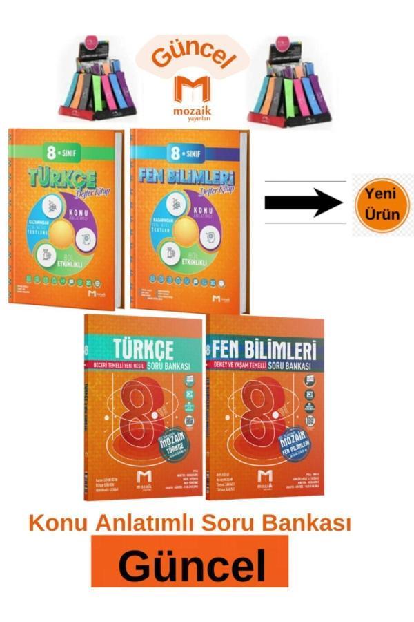 Mozaik 8.Sınıf Türkçe-Fen Konu Anlatım Etkinlikli Defter Kitap-Soru Bankası Seti+Kalemlik - Mozaik Yayınları - Image 1