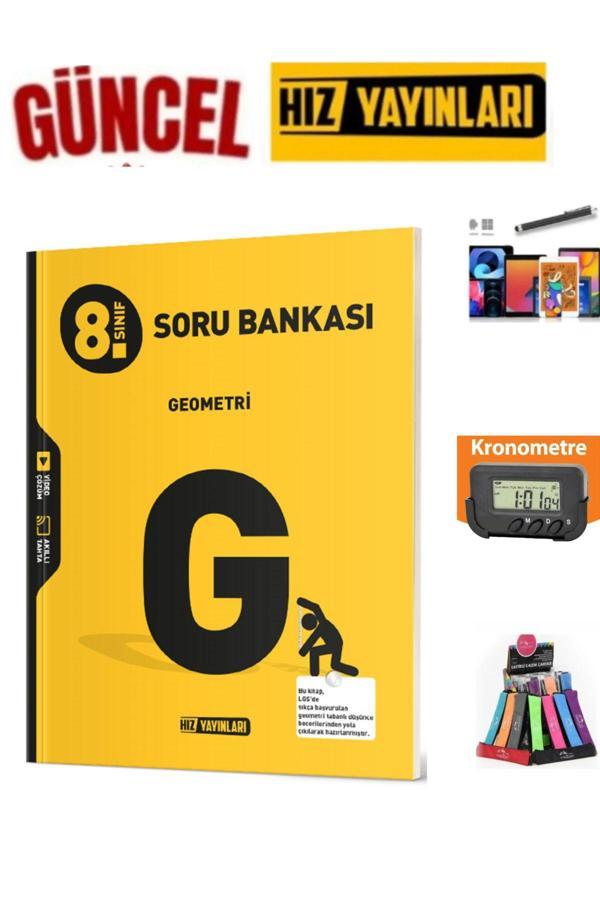 Hız 8.Sınıf Geometri Video Çözümlü Soru Bankası+Kronometre+Kalemlik+Kalem - Hız Yayınları - Image 1