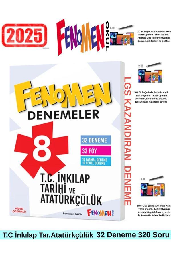 2025 8.Sınıf T.C İnkılap Tarihi 32 Adet Deneme 320 Soru Video Çözümlü+Android Kalem - Fenomen Yayıncılık - Image 1