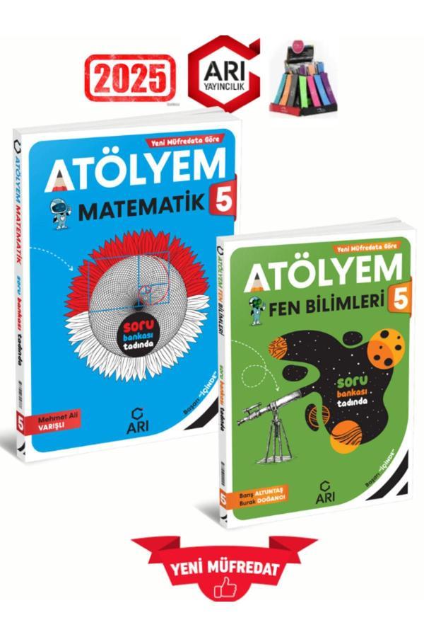 Arı Yayıncılık 2025 5.Sınıf Atölyem Matematik-Fen %100 Yeni Konu Özetli Soru Bankası+Kalemlik - Arı Yayıncılık - Image 1