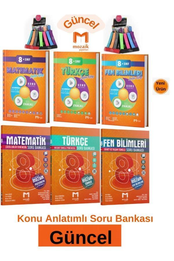 Mozaik 8.Sınıf Mat.-Türkçe-Fen Konu Anlatım Etkinlikli Defter Kitap-Soru Bankası Seti+Kalemlik - Mozaik Yayınları - Image 1