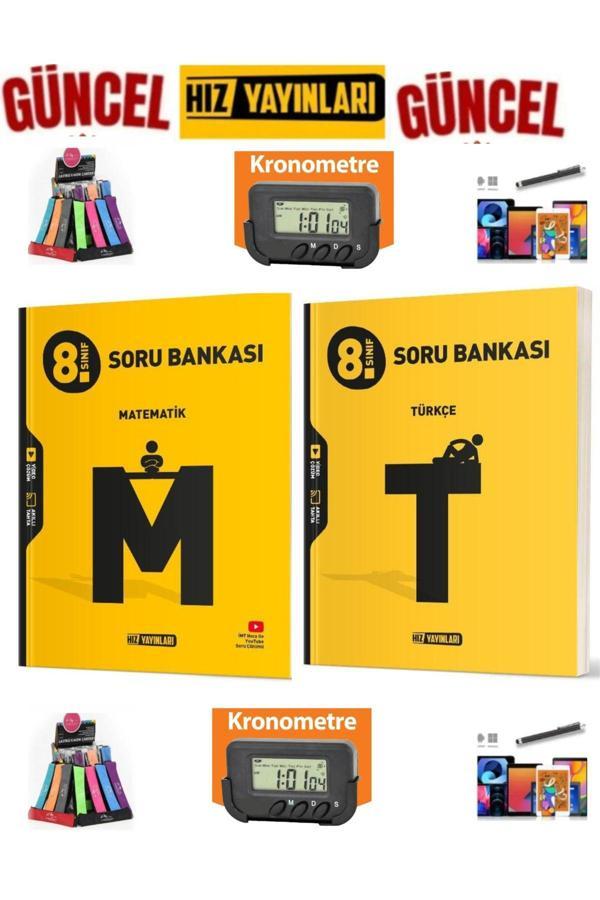 Hız 8.Sınıf Matematik-Türkçe Soru Bankası Seti-Kronometre+Kalemlik+Kalem - Hız Yayınları - Image 1