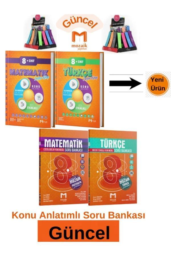Mozaik 8.Sınıf Matematik-Türkçe Konu Anlatım Etkinlikli Defter Kitap-Soru Bankası Seti+Kalemlik - Mozaik Yayınları - Image 1