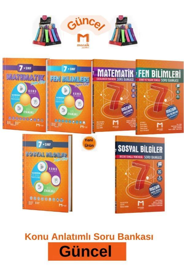 Mozaik 7.Sınıf Fen-Mat-Sosyal Konu Anlatım Etkinlikli Defter Kitap-Soru Bankası Seti+Kalemlik - Mozaik Yayınları - Image 1