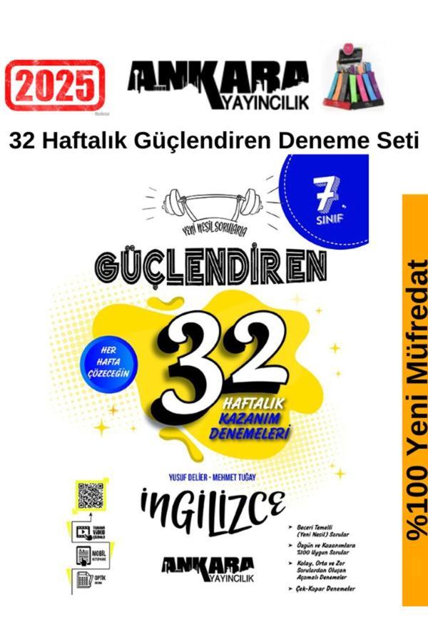 Ankara 7.Sınıf Güçlendiren İngilizce 32 Hafta Video Çözümlü Deneme Seti+Kalemlik - Ankara Yayıncılık - Image 1