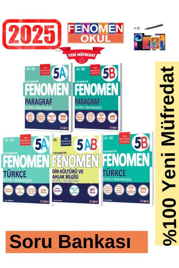 2026 5.Sınıf Türkçe(AB)-Paragraf(AB)-Din(AB)%100 Yeni Müfredat Soru Bankası Seti+Kalem - Fenomen Yayıncılık - Image 1