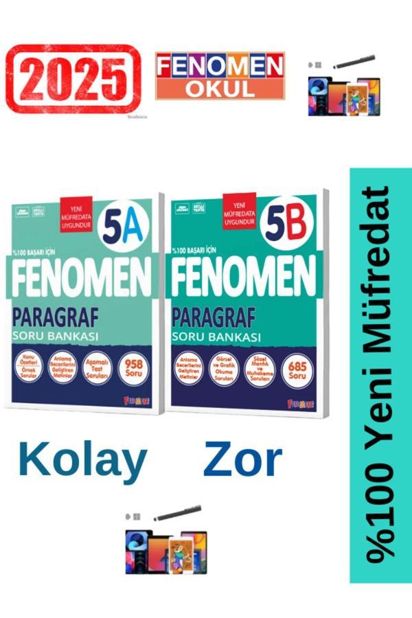 2025 5.Sınıf  Paragraf(AB) Kolay-Zor (958-685)Soru %100 Yeni Müfredat Soru Bankası Seti+Kalem - Fenomen Yayıncılık - Image 1