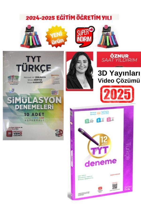 3D 2025 Tyt Türkçe 10 Deneme(Öznur Hoca Çözümlü)+345 2025 Tyt Türkçe 12 Deneme+Kalemlik - 3D Yayınları - Image 1