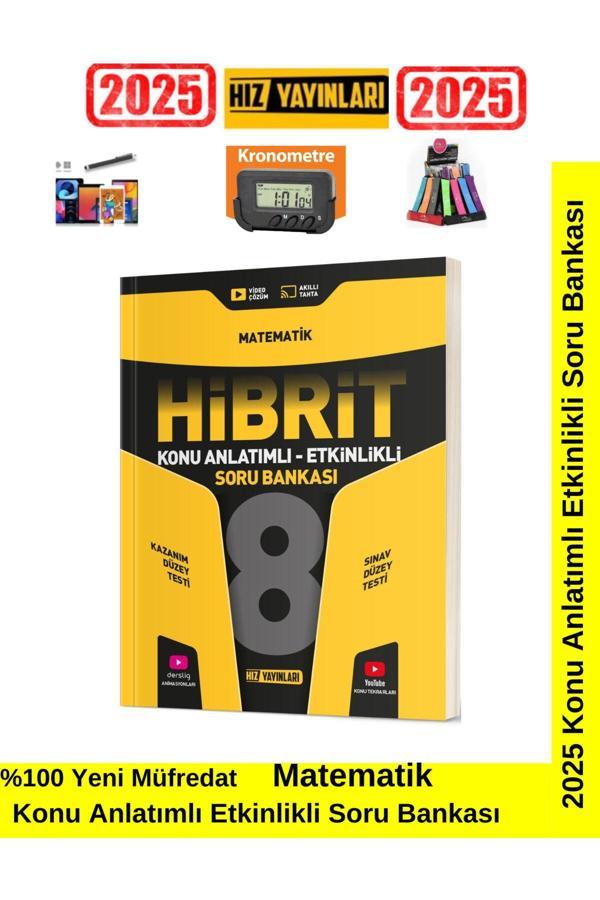 Hız 2025 8.Sınıf Hibrit Matematik Konu Anlatımlı Etkinlikli SoruBankası Kronometre+Kalem+Kalemlik - Hız Yayınları - Image 1