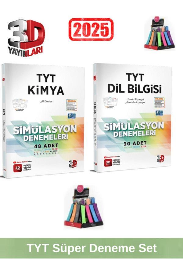 3d 2025 Tyt Kimya 48 Adet-Tyt Dilbilgisi 30 Adet Simulasyon Video Çözümlü Deneme Seti+Kalemlik - 3D Yayınları - Image 1