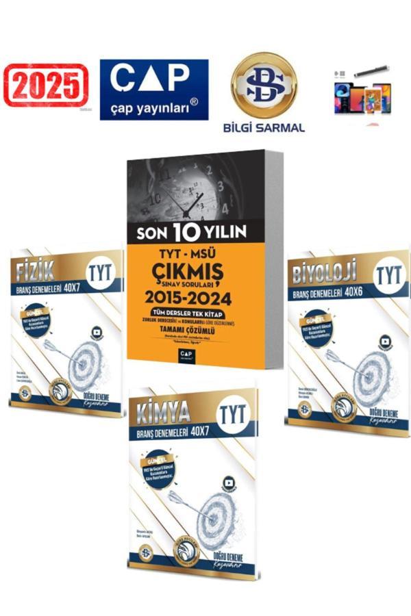 Çap Tyt-Msü Son 10 Yıl Çıkmış Sorular+Bilgi Sarmal Tyt Fizik-Kimya-Biyoloji Deneme Seti+Kalem - Çap Yayınları - Image 1