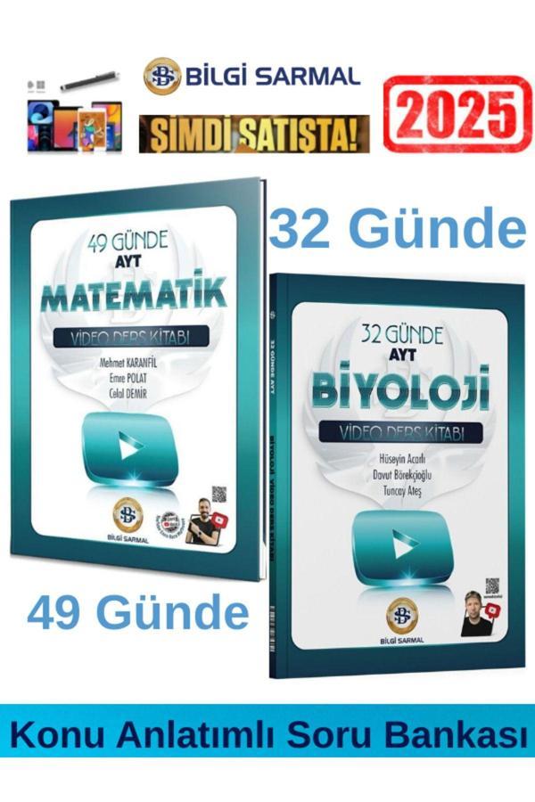 2025 49 Günde Ayt Matematik+32 Günde Ayt Biyoloji Video Ders Kitabı+Android Kalem - Bilgi Sarmal Yayınları - Image 1