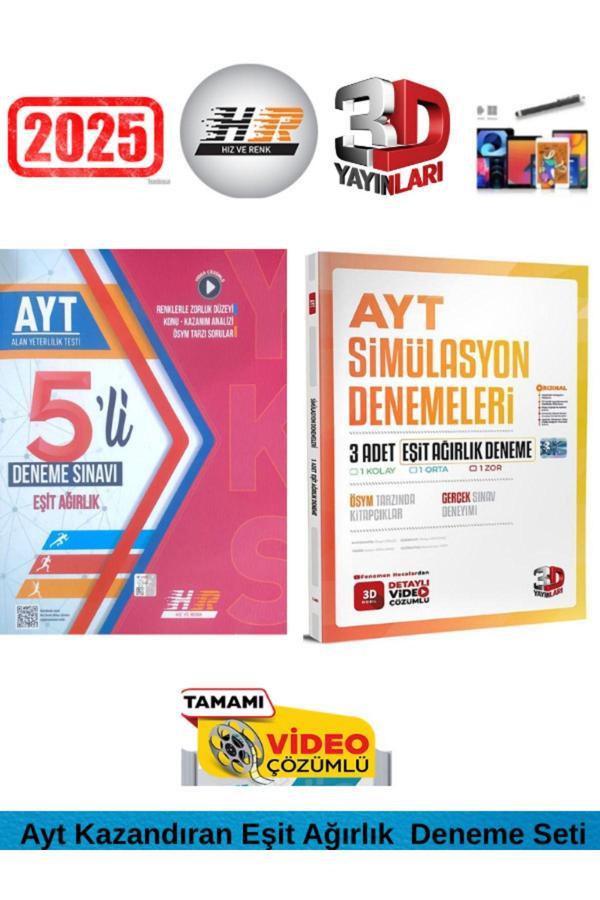 Ayt Eşit Ağırlık 5 Deneme+3D Simulasyon Ayt Eşit Ağırlık 3 Deneme Seti+Android Kalem - Hız ve Renk Yayınları - Image 1
