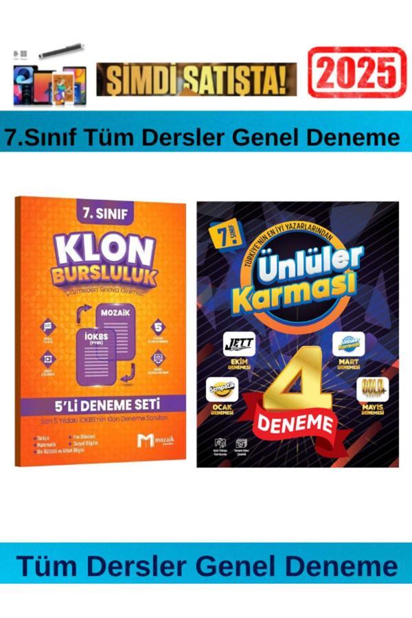 Mozaik 7.sınıf Klon Tüm Dersler İokbs Genel 5 Deneme+Ünlüler Karması 7 .Sınıf 4 Genel Deneme - Mozaik Yayınları - Image 1