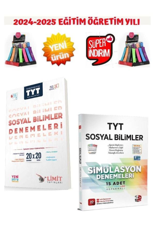 Limit 2025 Tyt Sosyal Bilimler 20x20 Deneme+3D Simulasyon 2025 TYT Sosyal 15 Deneme+Kalemlik - Limit Yayınları - Image 1