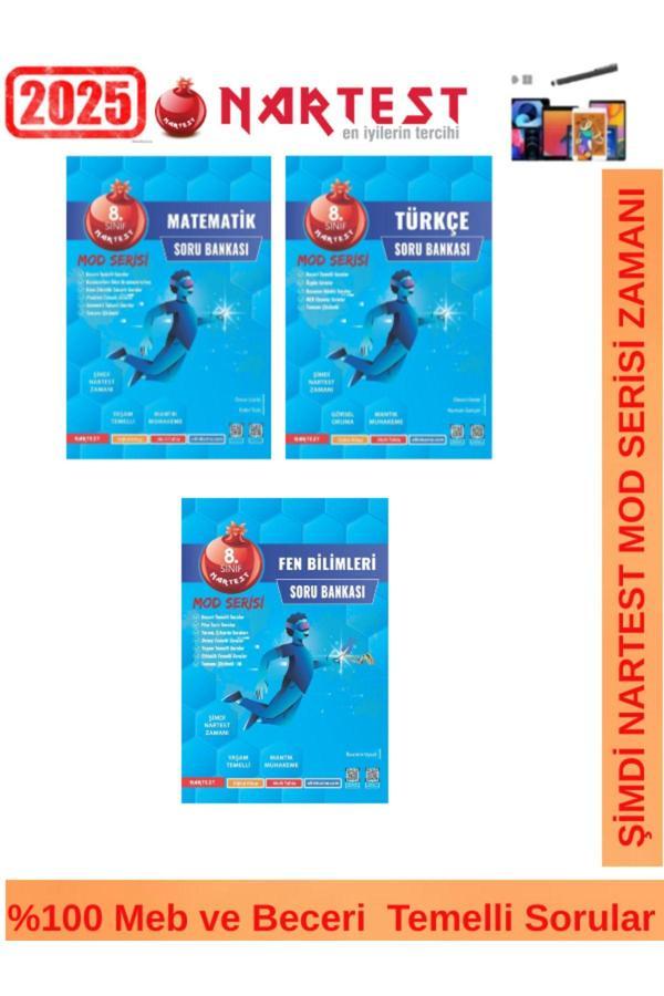 Nartest 2025 8.Sınıf Mod Serisi Matematik-Türkçe-Fen Soru Bankası Seti+Android Kalem - Nartest Yayınevi - Image 1