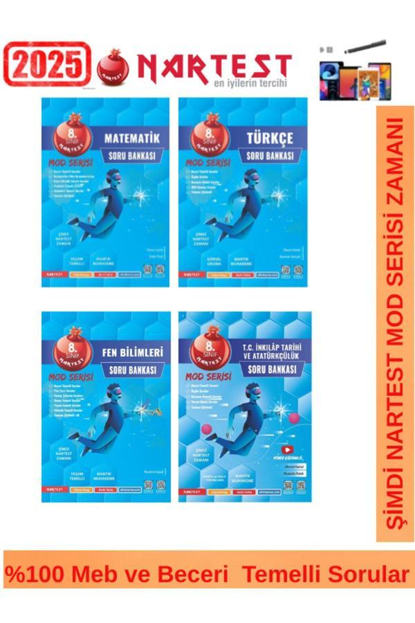 Nartest 2025 8.Sınıf Mod Serisi Matematik-Türkçe-Fen-İnkı.TarihiSoru Bankası Seti+Android Kalem - Nartest Yayınevi - Image 1