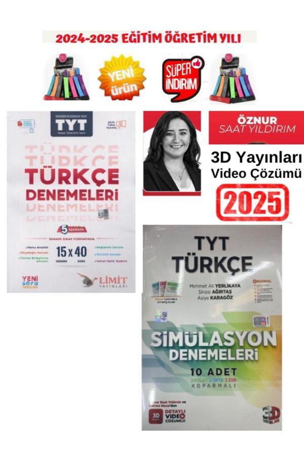 Limit 2025 Tyt Türkçe 15x40 Deneme+3D Simulasyon 2025 Tyt Türkçe 10 Deneme(Öznur Hoca Çözümlü) - Limit Yayınları - Image 1