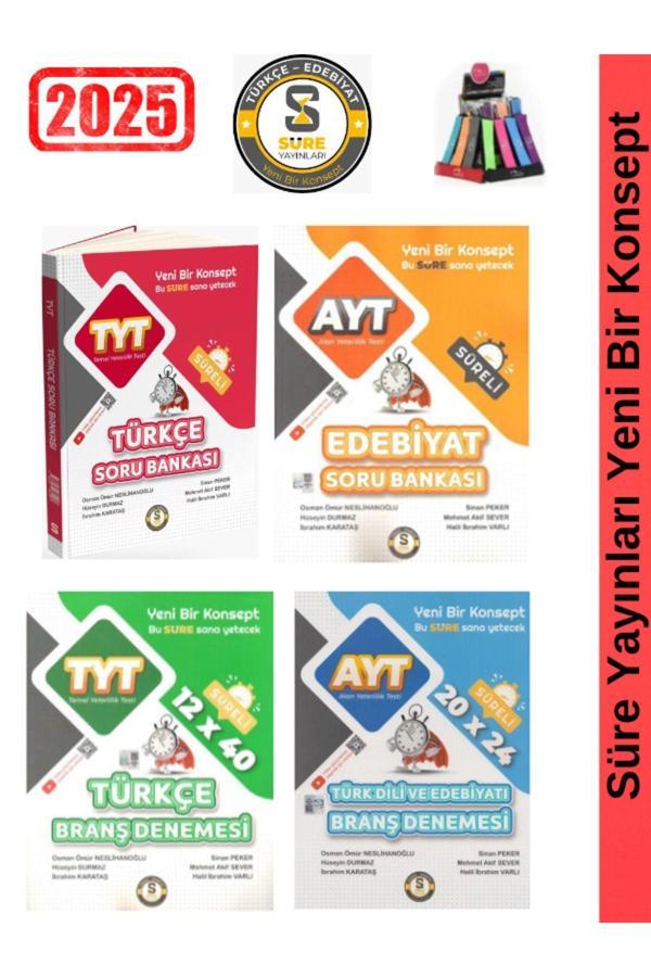 Süre Yayınları 2025 Tyt Türkçe-Ayt Edebiyat Soru Bankası-Branş Deneme Seti+Kalemlik - Süre Yayınları - Image 1