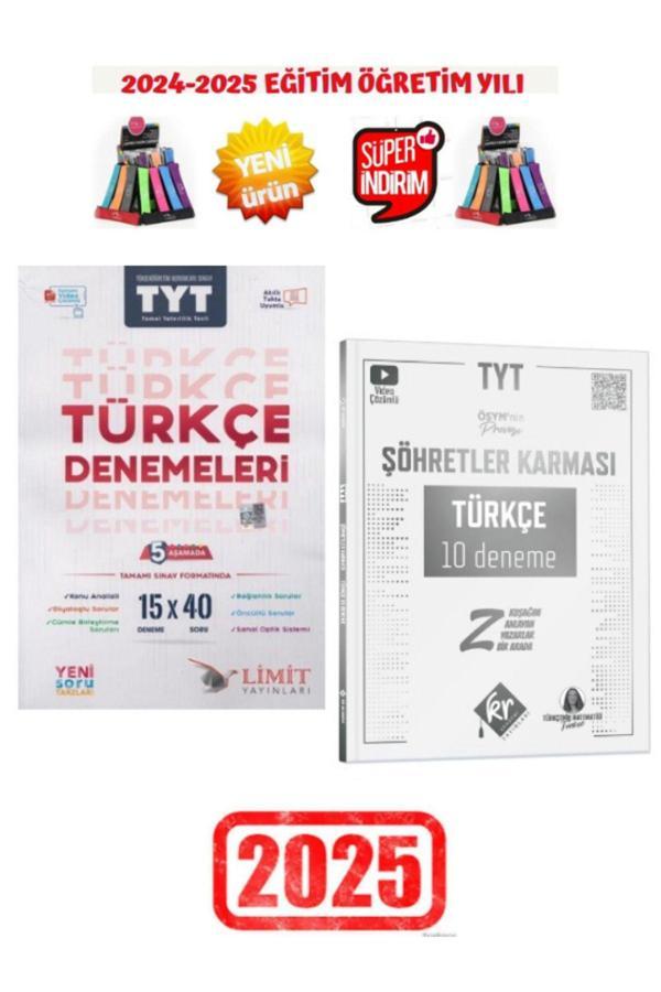 Limit 2025 Tyt Türkçe 15x40 Deneme+Söhretler 2025 Tyt Türkçe 10 Deneme Seti+Kalemlik - Limit Yayınları - Image 1