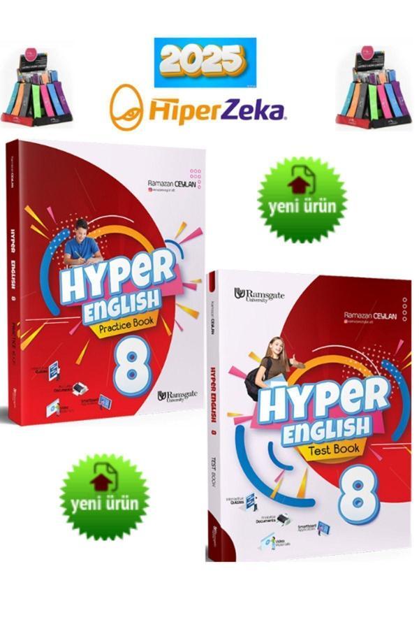 2025 Güncel 8.Sınıf Hyper English Test Book+Practice Book (Quizzes & Dictionary)(YeniÜrün)+Kalemlik - Hiper Zeka - Image 1