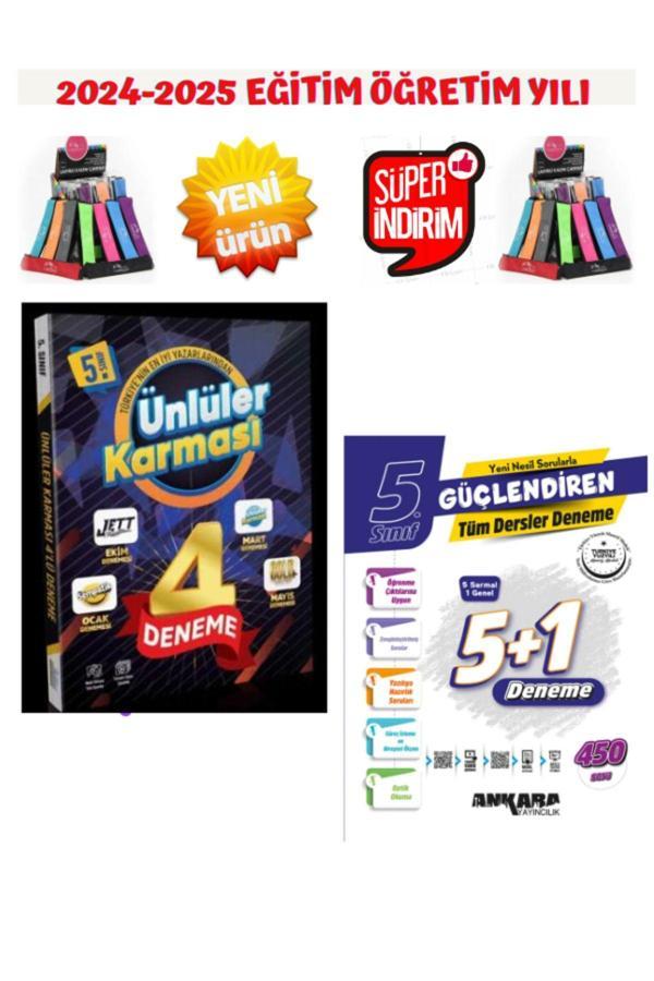 Ünlüler 2025 5.Sınıf Tüm Dersler 4 Farklı Yayın Deneme+Ankara 5.Sınıf 5+1 450 Soru Deneme Seti - Ünlüler Karması - Image 1