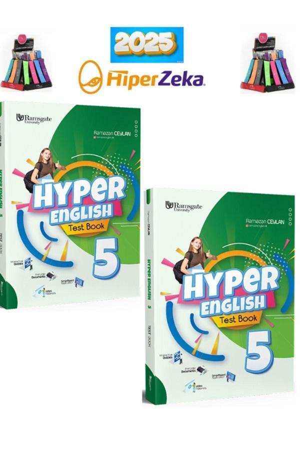 2025 Güncel 5.Sınıf Hyper English Test Book+Practice Book (Quizzes & Dictionary)(YeniÜrün)+Kalemlik - Hiper Zeka - Image 1