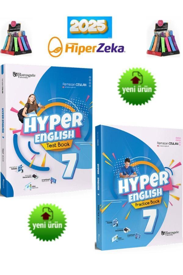 2025 Güncel 7.Sınıf Hyper English Test Book+Practice Book (Quizzes & Dictionary)(YeniÜrün)+Kalemlik - Hiper Zeka - Image 1