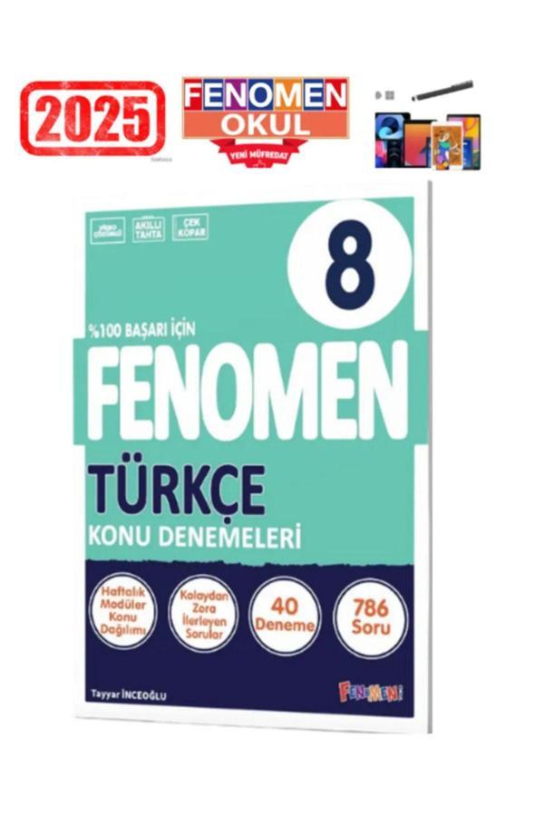 2025 8.Sınıf Türkçe Konu Denemeleri 40 Deneme(786 Soru)Kolaydan Zora+Kalem - Fenomen Yayıncılık - Image 1
