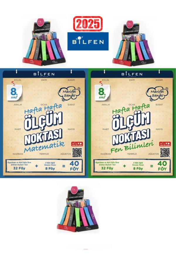 2025 8.Sınıf Matematik-Fen Hafta Hafta Ölçüm Noktası Uygulamalı Soru-Deneme Seti+Kalemlik - Bilfen Yayınları - Image 1