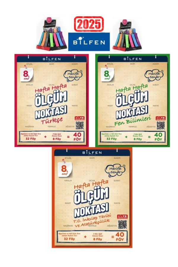 2025 8.Sınıf Türkçe-Fen-İnk.Tarihi  Hafta Hafta Ölçüm Noktası Uygulamalı Soru-Deneme Seti+Kalemlik - Bilfen Yayınları - Image 1