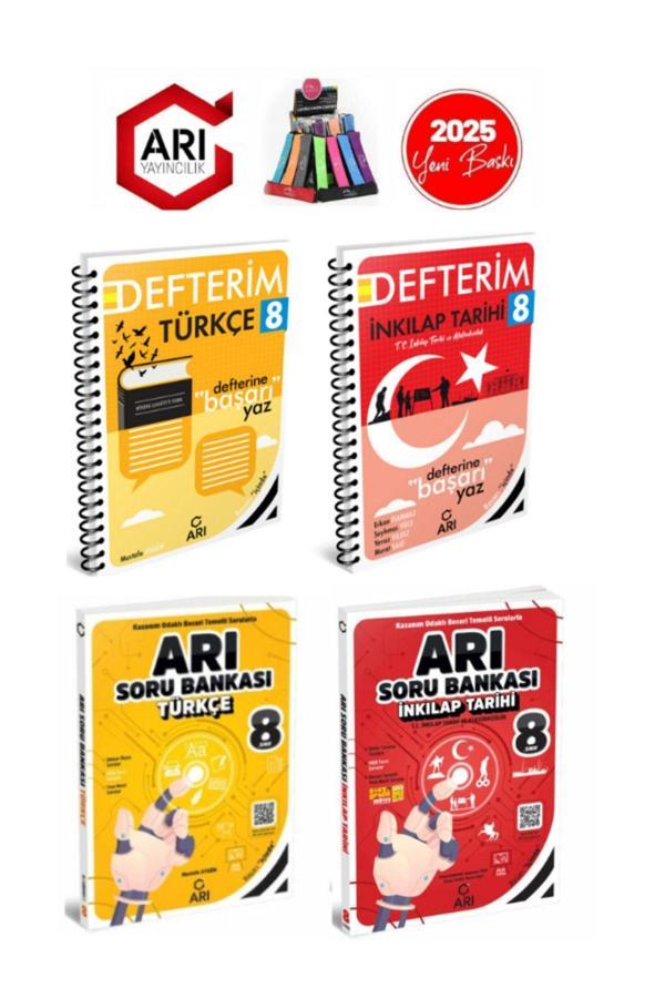 Arı 2025 8.Sınıf Türkçe-Ink Tarihi Konu Anlatımlı Defter+Soru Bankası Seti(4Kitap)+Kalemlik - Arı Yayıncılık - Image 1